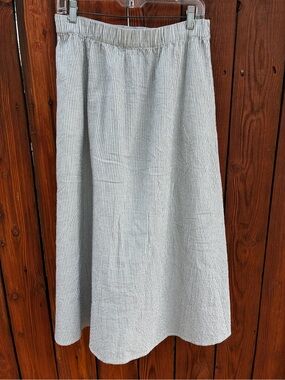 Eileen Fisher Pinstriped Organic Cotton A-Line Skirt